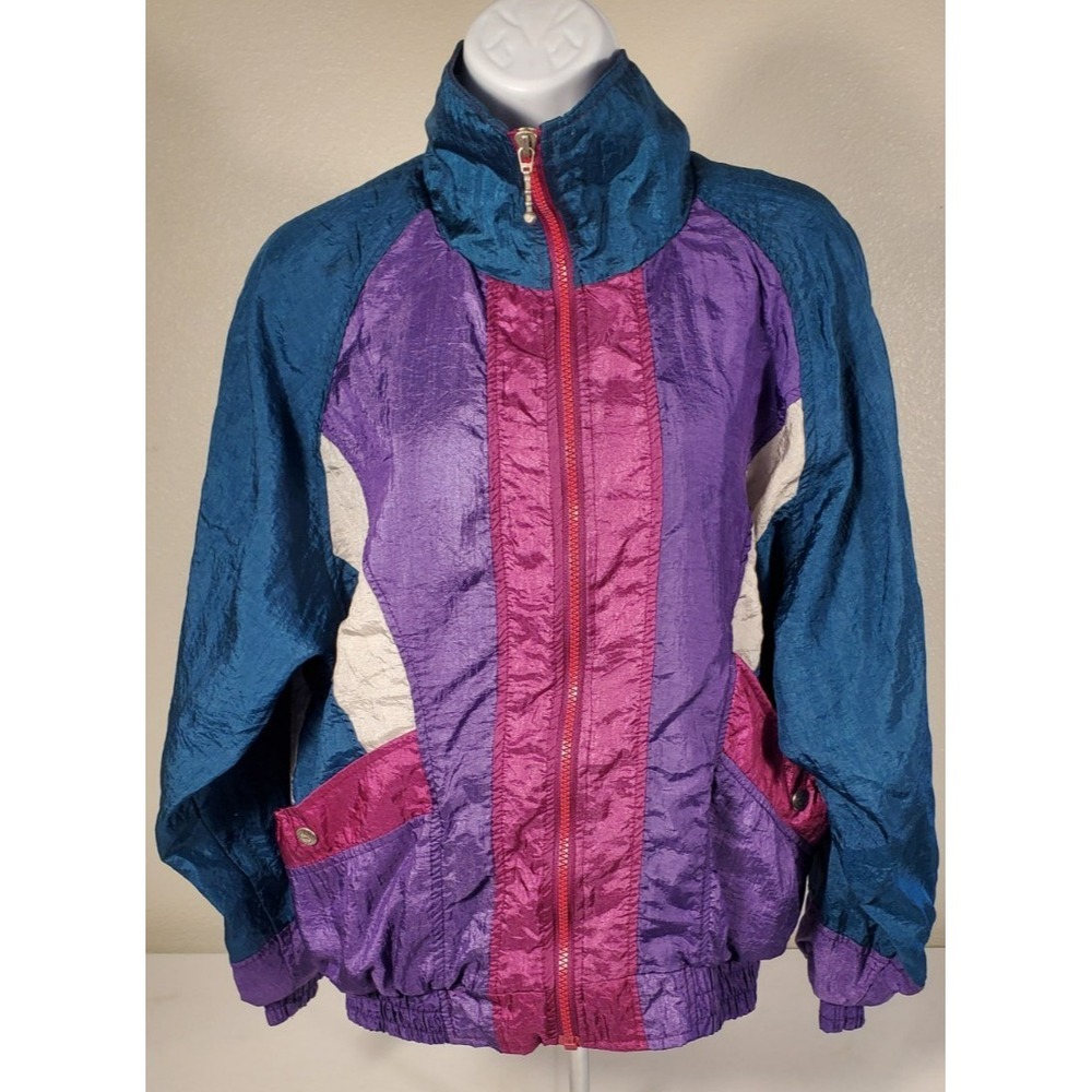Vintage Athletic Works Women's Small Nylon Windbreaker Jacket 80'/90s